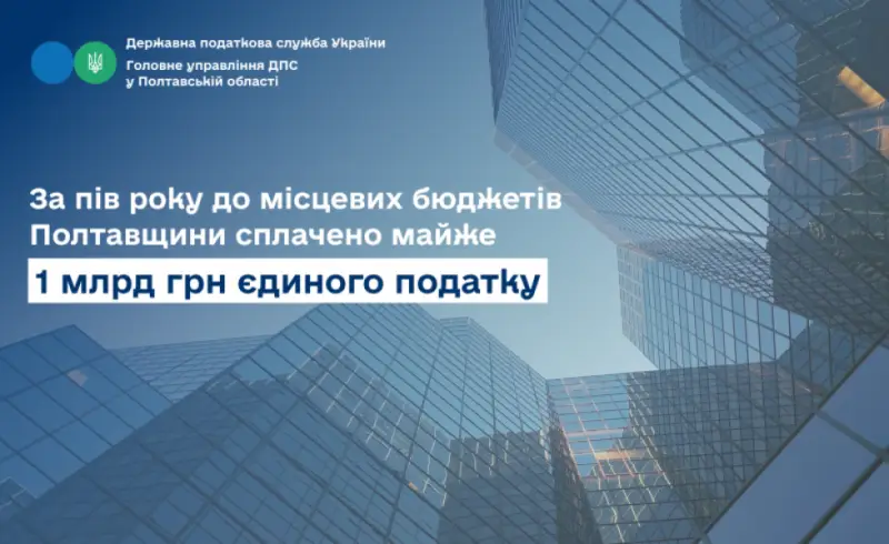 Єдиний податок на Полтавщині: підприємці поповнили місцеві бюджети майже на мільярд гривень